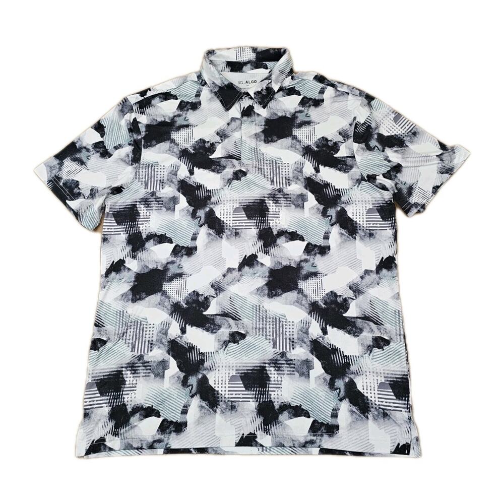 01.ALGO Performance Polo Mens Size XL Graphic Stretch Quick Dry UPF